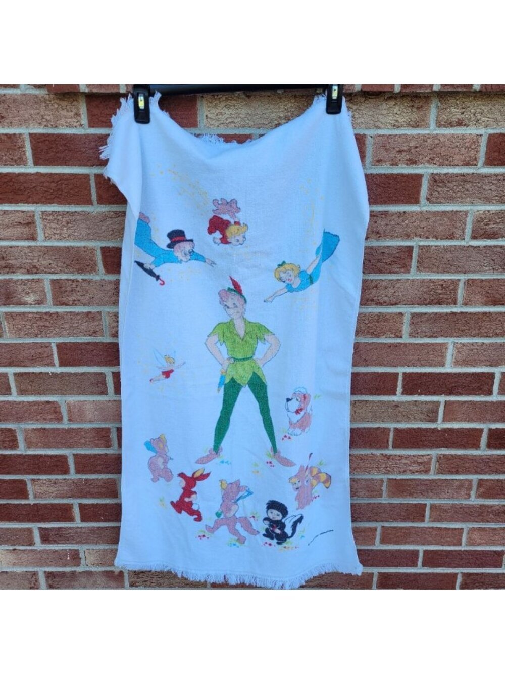 Vintage Disney Peter Pan Bath Towel Tinker Bell Wendy Lost Boys Made in USA